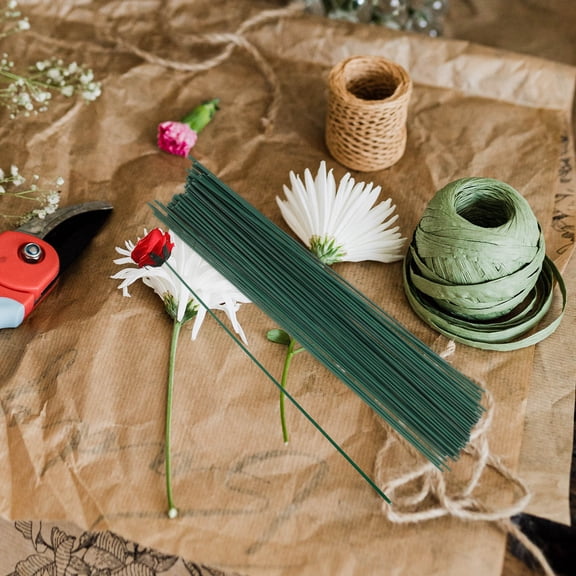 LOLIPPYY Floral Wire and Green Tape Set for Flower Arrangements, Bouquets, and Craft Decorations, 1 Set