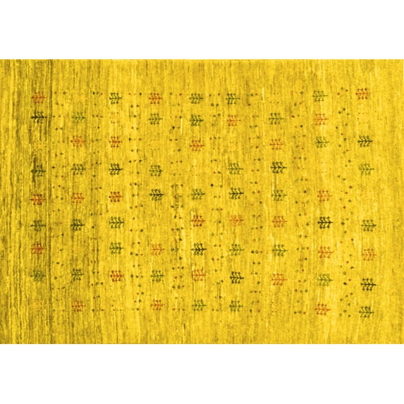 Ahgly Company Indoor Rectangle Abstract Yellow Contemporary Area Rugs, 2' x 5'