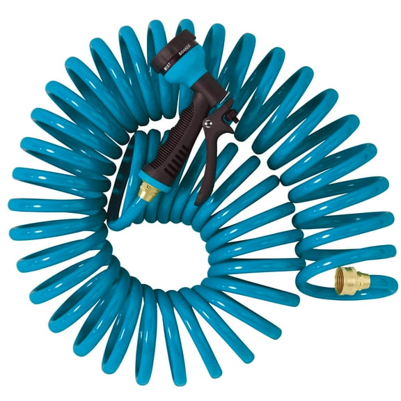 Orbit 50' Blue Coil Hose w/8-Pattern Plastic Nozzle