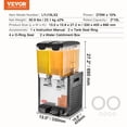 thumbnail image 2 of VEVOR Commercial Beverage Dispenser,2 Tanks 10 L / 10.6 QT per Tank Juice Dispenser,270W Stainless Steel Ice Tea Drink Machine with 45°F-54°F Cooling Temperature,for Cold Drink Restaurant Bar Party, 2 of 9