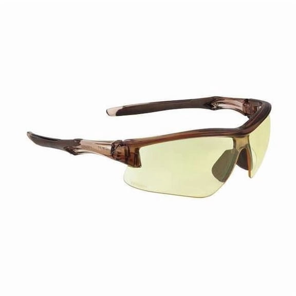 Acadia, Safety Glasses, Anti-Fog, Amber Lens, Brown Frame, Half-Frame