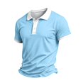 thumbnail image 5 of Polo Shirts for Men Solid Collared Short Sleeve Golf Shirts Classic 3 Buttons Shirts Sky Blue 2XL, 5 of 5