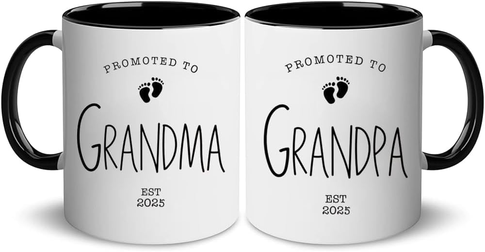FUSTMW New Grandma & Grandpa Est. 2025 Keychain Set - Silver Stainless Steel Pregnancy Announcement Gift