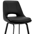 thumbnail image 5 of 30" Elegant Black Faux Leather and Black Metal Armless Swivel Bar Stool, 5 of 10