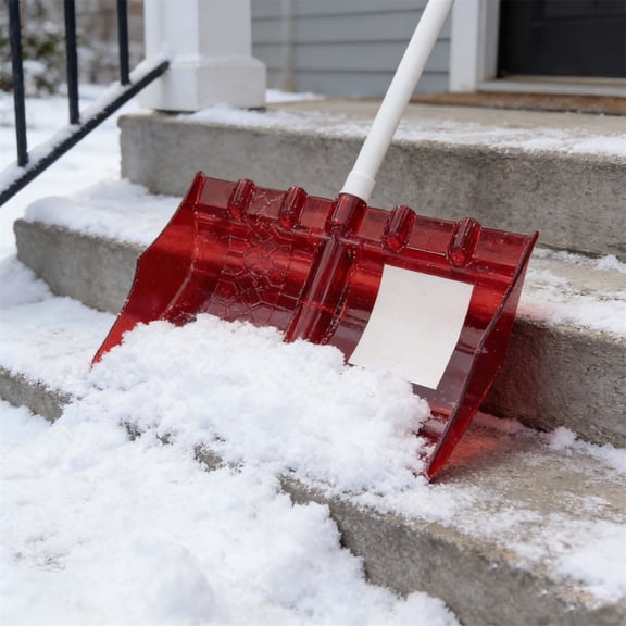 Rirozkan Snow Shovel, 18-Inch Heavy Duty Pusher, Ergonomic Handle Ice Scoop, Wide Blade Clearing Tool for Driveway Sidewalk Snow Removal