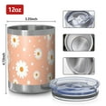 thumbnail image 3 of 12oz Tumblers Peach Daisy Flower White Blooms Pattern Vacuum Insulated Stainless Steel Travel Tumbler Cups Mug with Lid and Straw for Beer,Coffee,Beverages with Cleaning Brush for Cold & Hot Drinks, 3 of 5