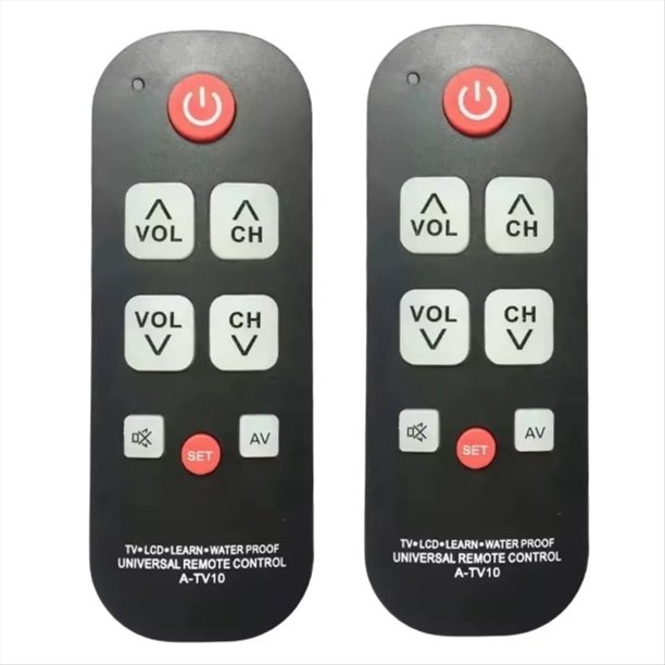 2 Mandos A Distancia A-TV10 para TV para Personas Mayores, Universales, Sencillos, Resistentes Al Agua, con Luz LED, para Todos los Modelos de TV.