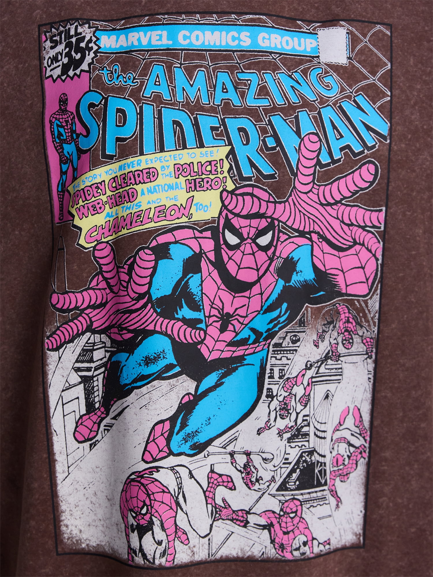 Marvel Spider-Man Women's Washed Oversized Graphic Tee with Short Sleeves, Sizes XXS-XXL