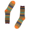 thumbnail image 2 of Men's Colorful Patterned Socks - Vintage Knitted Fashion Novelty Funky Crazy Designer Argyle Striped Dress Cotton Over the Calf Socks - Color 1 - Size Small - 1 Pair, 2 of 2