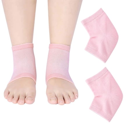 Gel Socks 1 Pair/5 Pair Gel Heel Foot Care Socks Moisturizing Heel Protective Sleeves Half Pain Relief Socks Shock Absorption and Reduce Pressure for Women Heel Socks Foot Care(Pink)