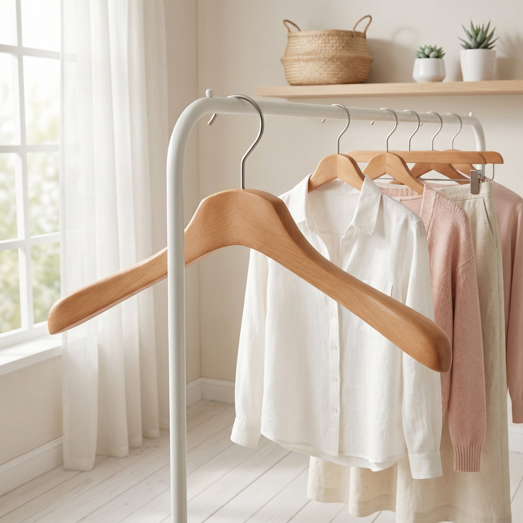 Unique Bargains 2 Pcs Wood Non-Slip Space Saving Hangers for Clothing Brown 16.9inch