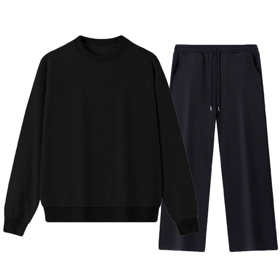 Chiccall Men's Tracksuit 2 Piece Crew Neck Pullover Sweatsuits Workout Wide Leg Sweatpant Suit set