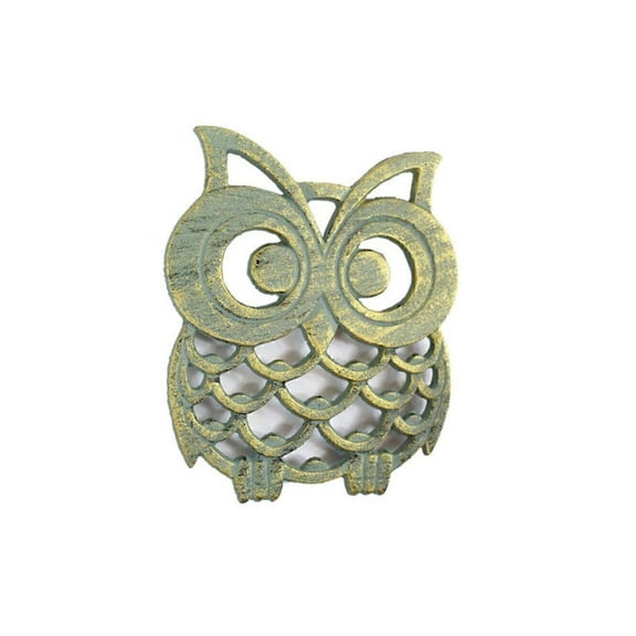 Handcrafted Nautical Decor Antique Seaworn Bronze Cast Iron Owl Trivet 8" - Cast Iron Decorative - Owl Dec