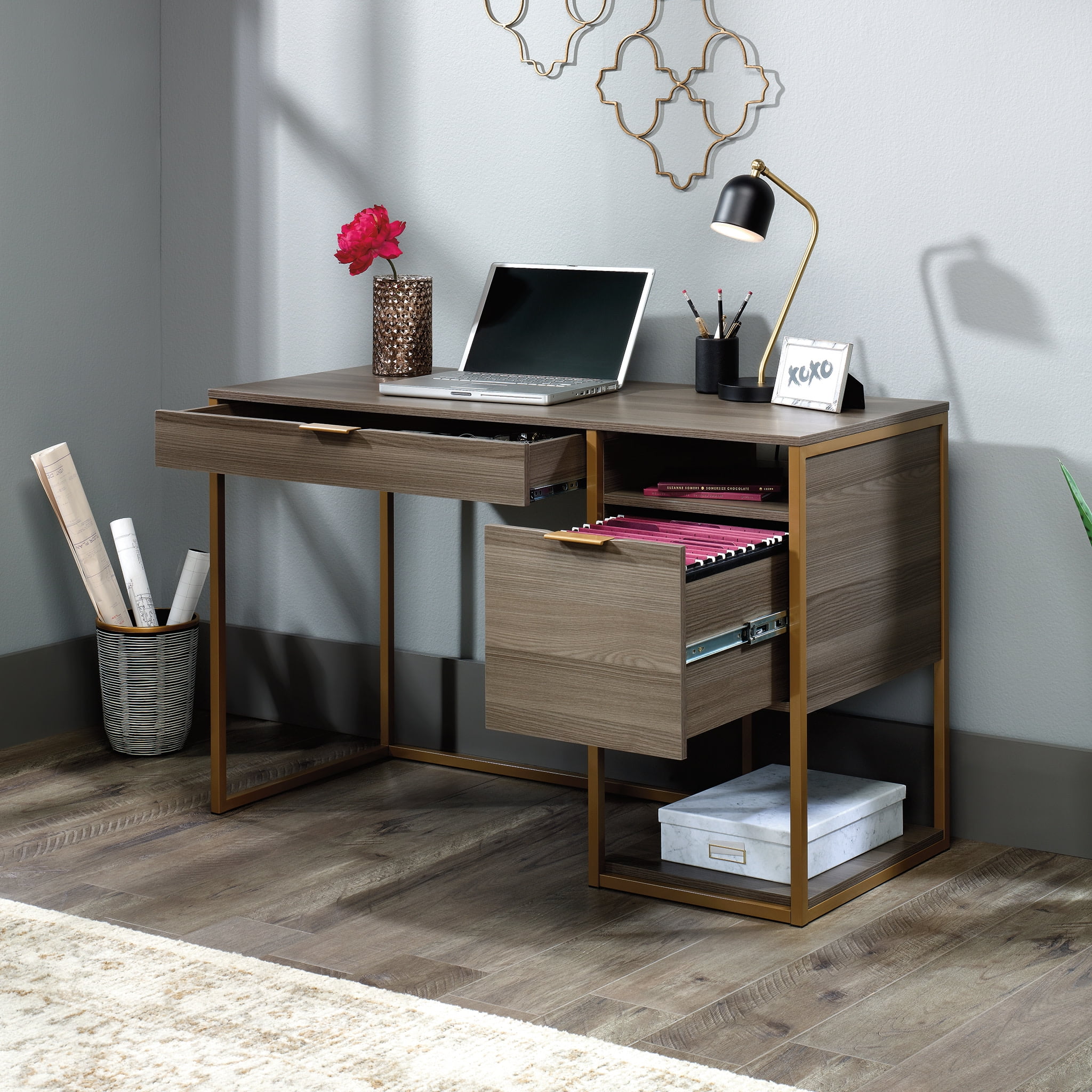 Sauder International Lux Diamond Ash Desk