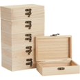 thumbnail image 1 of 6 Pack Small Unfinished Wooden Gift Boxes with Hinged Lids for Jewelry Wooden Jewelry Box Desktop Sundries Storage Box DIY Crafts, 1 of 5