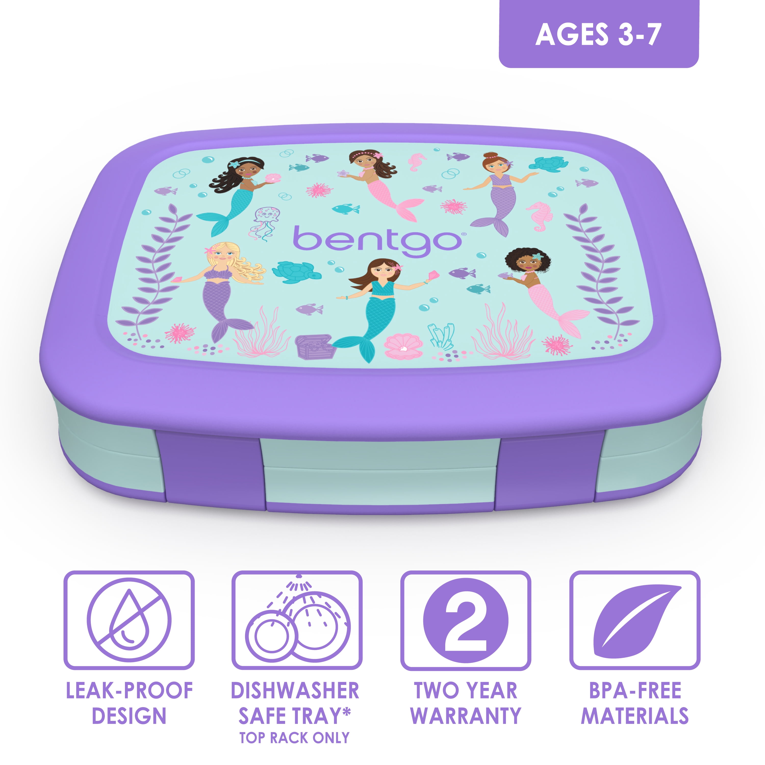 Bentgo Kids Prints Leak-Proof, 5-Compartment Bento-Style Kids Lunch Box -  Ideal Portion Sizes for Ages 3 to 7 - BPA-Free, Dishwasher Safe, Food-Safe  Materials (…