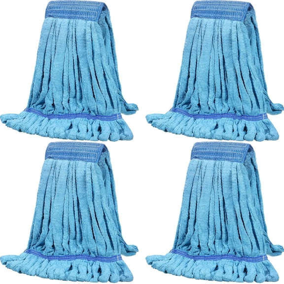 4 Pcs Commercial Mop Head Replacement Tube Microfiber Industrial Looped End Mop Heads Refill for Floor Cleaning for Home Commercial Industrial Use(Large,Blue)