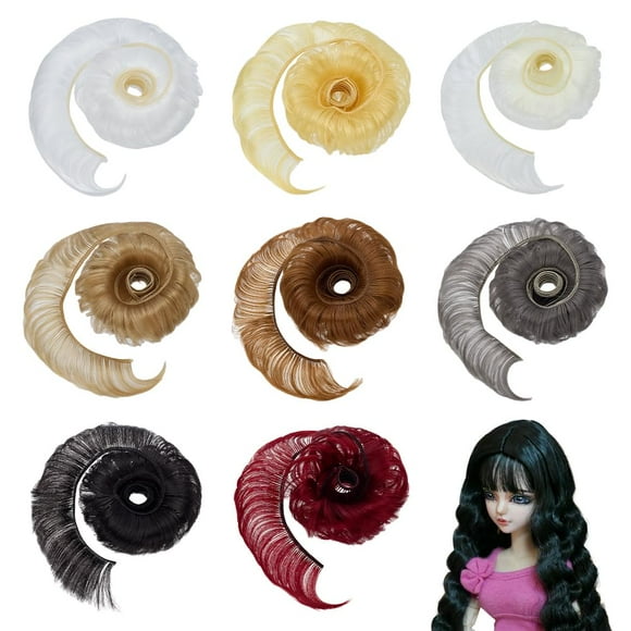 8 Pcs Short Straight Hair 38.5x1.9inch High Temperature Fiber Dolls Hair Bang Curly Hair Wig Neat Bangs Wigs for Making Kit DIY Handmade (Suitable for Bangs)