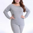 thumbnail image 6 of Thermal Underwear for Women Crew Neck Women's Thermal Underwear Long Top & Bottom Set Solid Color Mm Plus Plus Size Long Underwear Wool Plus Light Women's Thermal Underwear Sets Grey L, 6 of 8