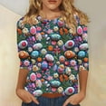 thumbnail image 2 of BiZtdJrK Womens Plus Size Tops Easter 3/4 Length Sleeve Shirts Fashion Eggs Graphic Tees Shirt Casual Crew Neck Pullover Blouse Multicolor XXXXXL Sales Today Clearance, 2 of 6
