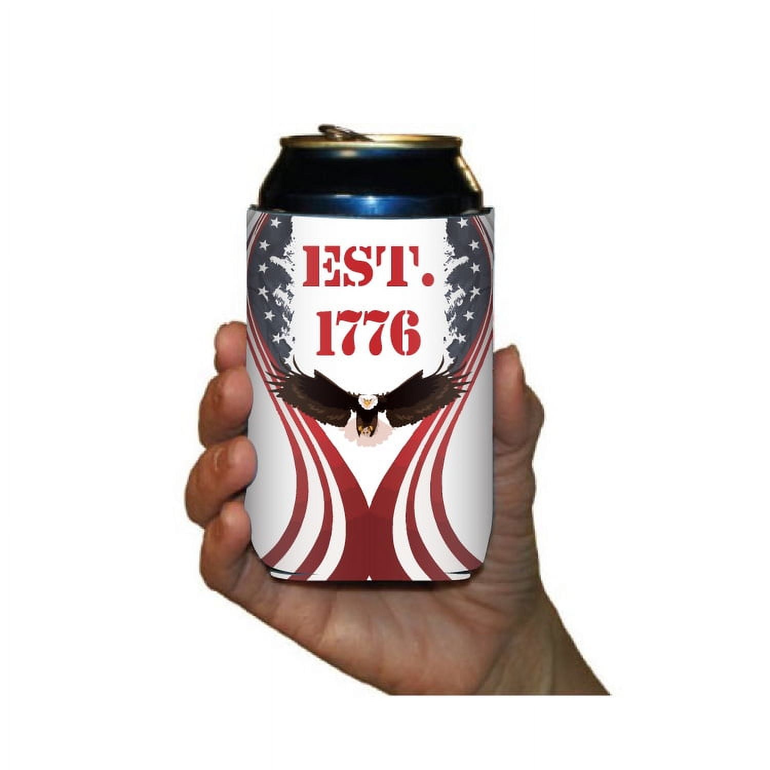God Bless America Can Coolers, American Themed Can Coolers, 6 Total