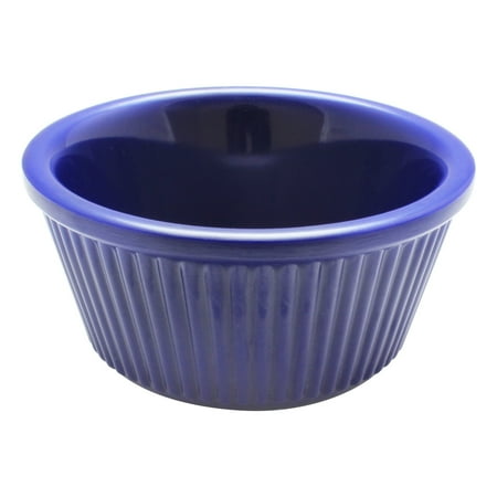 Excellante Fluted Melamine Ramekin Collection 3 oz., 3-1/8" Fluted Ramekin, Cobalt Blue, Comes in Dozen