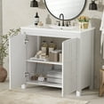 thumbnail image 2 of 36" Sturdy Bathroom Vanity with Storage, Modern Minimalist Bathroom Vanity with Soft Close, Freestanding Storage Cabinet with Ceramic Sink for Bathroom Organizer, Antique White, 2 of 9