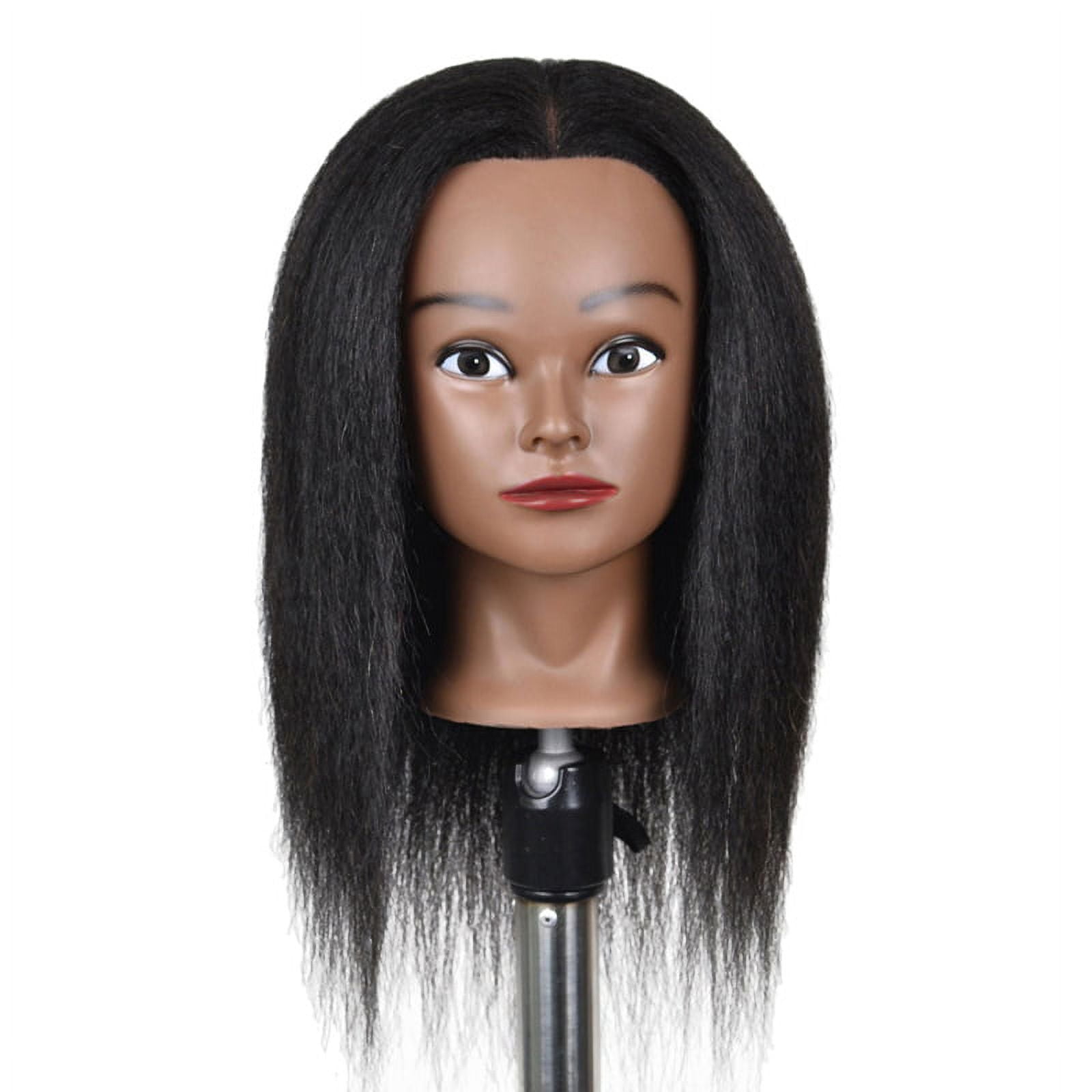 Hair Styling Practice Doll Afro Training Mannequin Head with Clamp, Real , Thick, Can Perm, Bleach, Cut And Blow - 14in