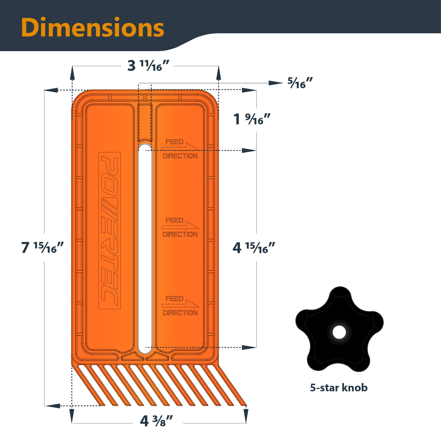 POWERTEC 2PK Stackable Feather Boards for Table Saw, Router Fence, Router Table & Bandsaw - Woodworking Tools & Accessories for Universal T-Track & Miter Slot Mount (71832-P2N)