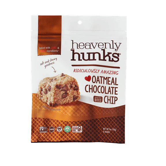E & C's Snacks Heavenly Hunks, Gluten-Free, Vegan Baked Oatmeal Chocolate Chip Cookie, 6 oz, 6 Count