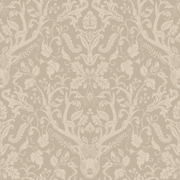 Chesapeake Kiwassa Light Brown Antler Damask Wallpaper