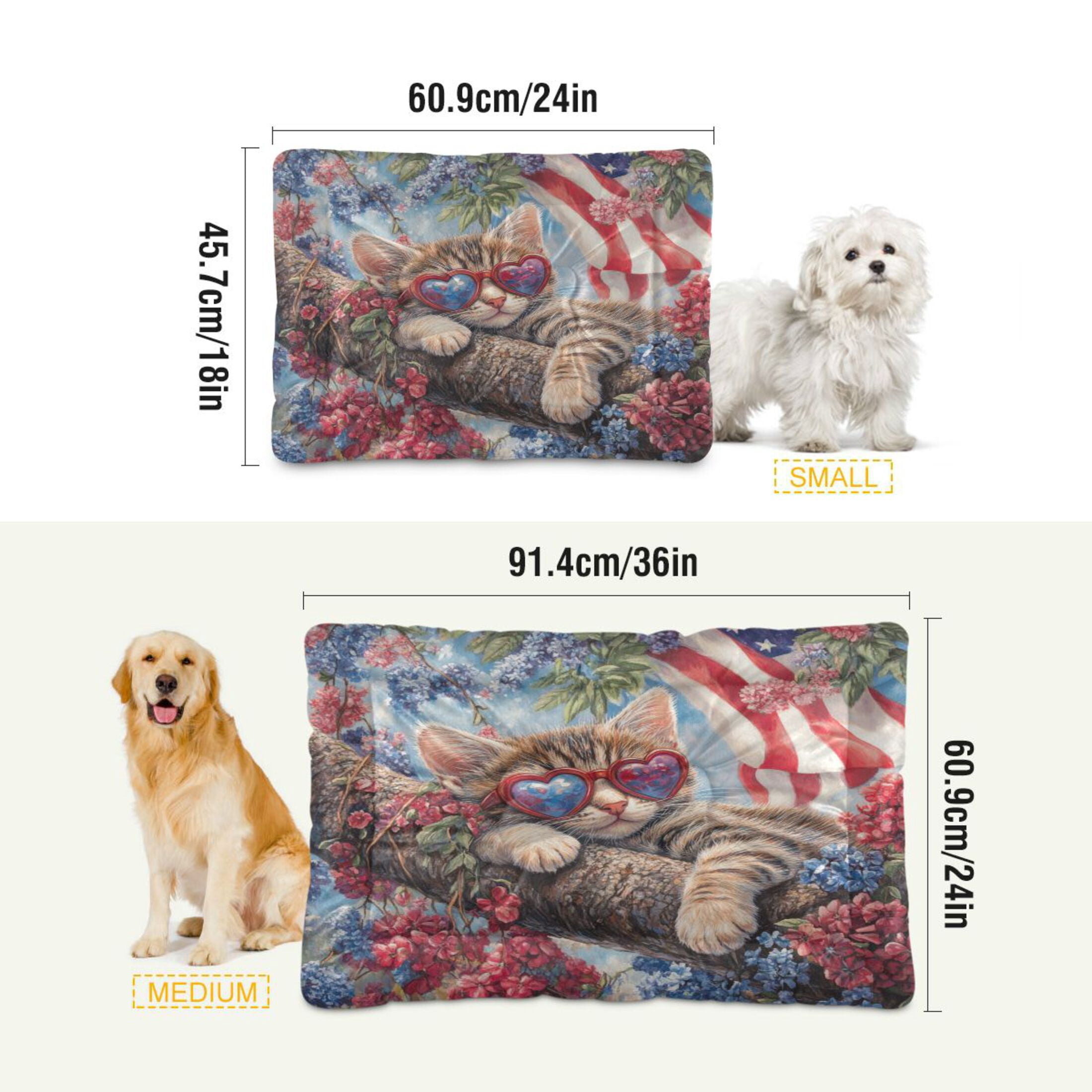 Qxltty 4th Of July Cat Ped Pad Wear-resistant and Hard to Bite Through Sleeping Pad for Small Medium Large Dogs Winter Pet Bed 36×24in