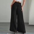 thumbnail image 3 of Favoffer Women's Pleated Wide Leg Pants Solid Color Elastic Drawstring Waist Loose Flowy Casual Trousers Relaxed Breathable Daily Bottom for Vacation Outdoor, 3 of 6