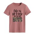 thumbnail image 1 of Camiseta estampada con cuello redondo para mujer, camisetas holgadas de fibra de poliéster suave y transpirable para oficina, citas, calle, oro rosa M, 1 of 6