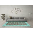 thumbnail image 3 of Ahgly Company Indoor Round Oriental Light Blue Traditional Area Rugs, 5' Round, 3 of 4