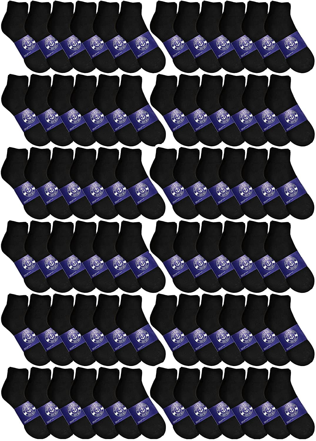 300 Pairs Mens & Womens Quarter Ankle Socks, Cotton, Cheapest Ankle Sock, Donation Homeless, Light weight Bulk Case Wholesale (300 Pairs Women Black)
