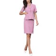 thumbnail image 4 of INSPIRE CHIC 2 Piece Suit Skirt Sets for Women Business Short Sleeve Blazer and Pencil Skirts Formal Office Casual Outfits L Pink, 4 of 5