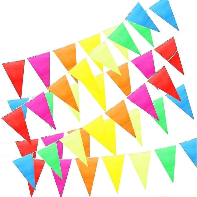 50m Multicolor Pennant, Fabric Pennant Garland, Triangle Banner, Banner Flag, Outdoor Pennant 100 Pcs