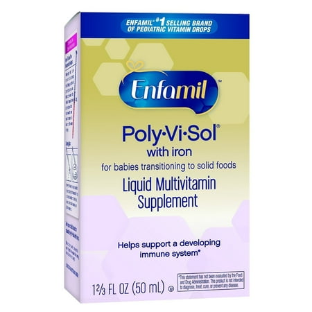 Enfamil Poly-Vi-Sol Multivitamin Supplement Drops with Iron for Infants and Toddlers, 50 mL (Pack of