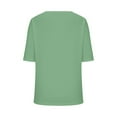 thumbnail image 6 of Ecqkame Summer Trendy Tops Women Elbow-Length V-Neck Solid Color Shirts Loose Soft Casual Breathable Blouse Green M, 6 of 6