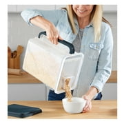 Mainstays Large Plastic Bulk Food Storage Canister with Lid and Handle, Pantry Organizer Container for Cereal and Dry Food Storage, 46 Cup Capacity, Dark Gray Lid, 11.55 x 7.8 x 13.25