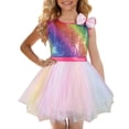thumbnail image 4 of Byoo Toddler Girl Rainbow Sequin Party Dress Sleeveless Tulle Tutu Dress with Bow Birthday Bash Cute Dresses for Kids, 4 of 5