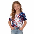 thumbnail image 6 of Girls 4th of July Shirts Kids 250th Anniversary USA Shirt Tops Short Sleeve One Shoulder T-Shirts Independence Day Graphic Tees Patriotic Pullover Blouse Multicolor Q 9-10 Years, 6 of 9