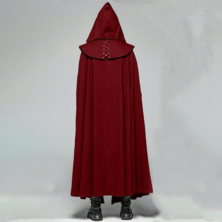 

Dadaria Shawl Wraps for Women Men Halloween Solid Buckle Hooded Removable Gothic Devil Party Cloak Red S Men