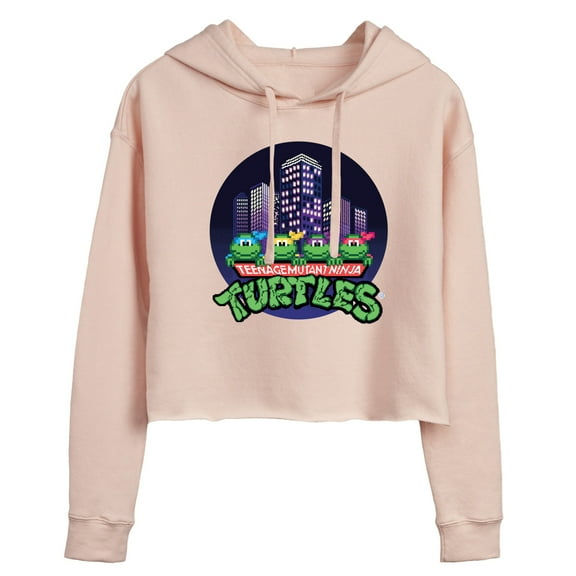 Teenage Mutant Ninja Turtles - City Scape With Turtles  - Juniors Cropped Pullover Hoodie