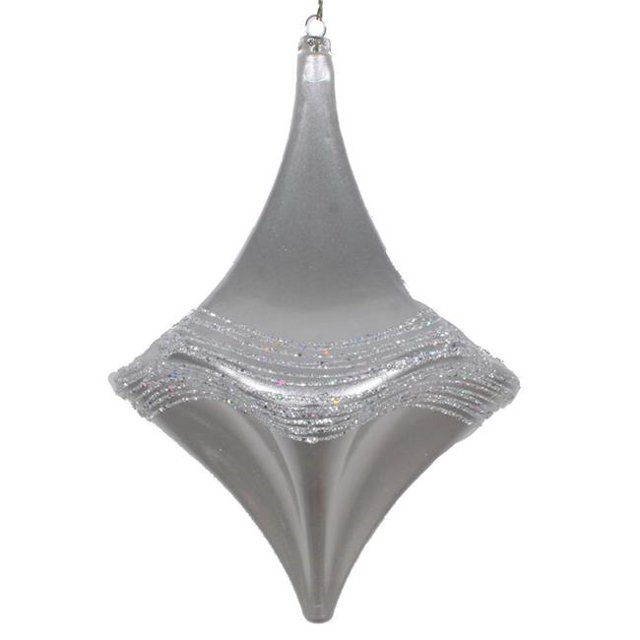 Vickerman MT194007D 8 in. Silver Candy Glitter Drop Ornament
