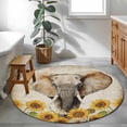 thumbnail image 3 of Round Rug 3.3Ft Washable Non-Slip, Vintage Elephants Circle Area Rugs for Living Room Bedroom, Spring Summer Sunflowers Daisy Floral Indoor Floor Mats Carpet Runner for Home Decor Aesthetic, 3 of 8