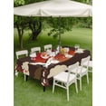 thumbnail image 4 of Outdoor Tablecloth with Umbrella Hole for Patio/Picnic/Party/Camping, Japanese Style Waterproof Table Cloth Rectangle Table Cover Washable, Modern Cranes Cherry Flower Wave Brown (60"x 120"), 4 of 8