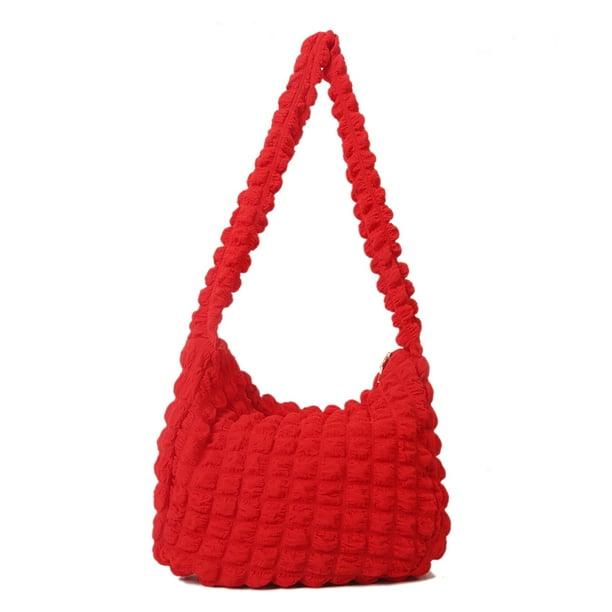 FLhrweasw Bolso Mujer Con Burbujas Plisadas Nailon Color para Viajes Oficina (rojo)