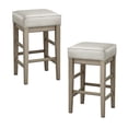 thumbnail image 1 of Lexicon 29 Inch Pub Height Wooden Bar Stool Leather Seat Barstool, White, 1 of 3